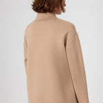 Beige Shirt Collar Pocket Detail Women's Jacket
