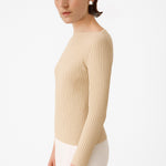 Beige Boat Neck Patterned Women's Sweater