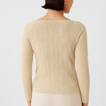 Beige Boat Neck Patterned Women's Sweater