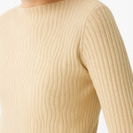 Beige Boat Neck Patterned Women's Sweater