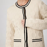 Beige Black Striped Women's Jacket