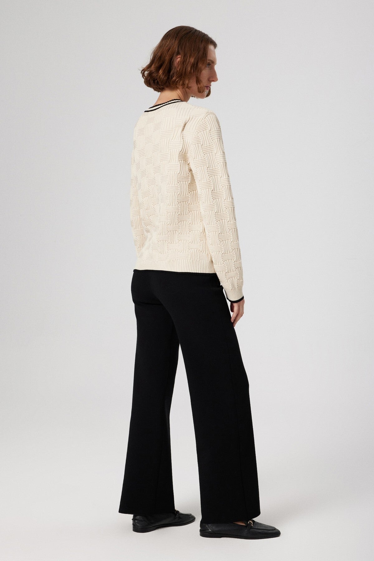 Beige Black Striped Women's Jacket