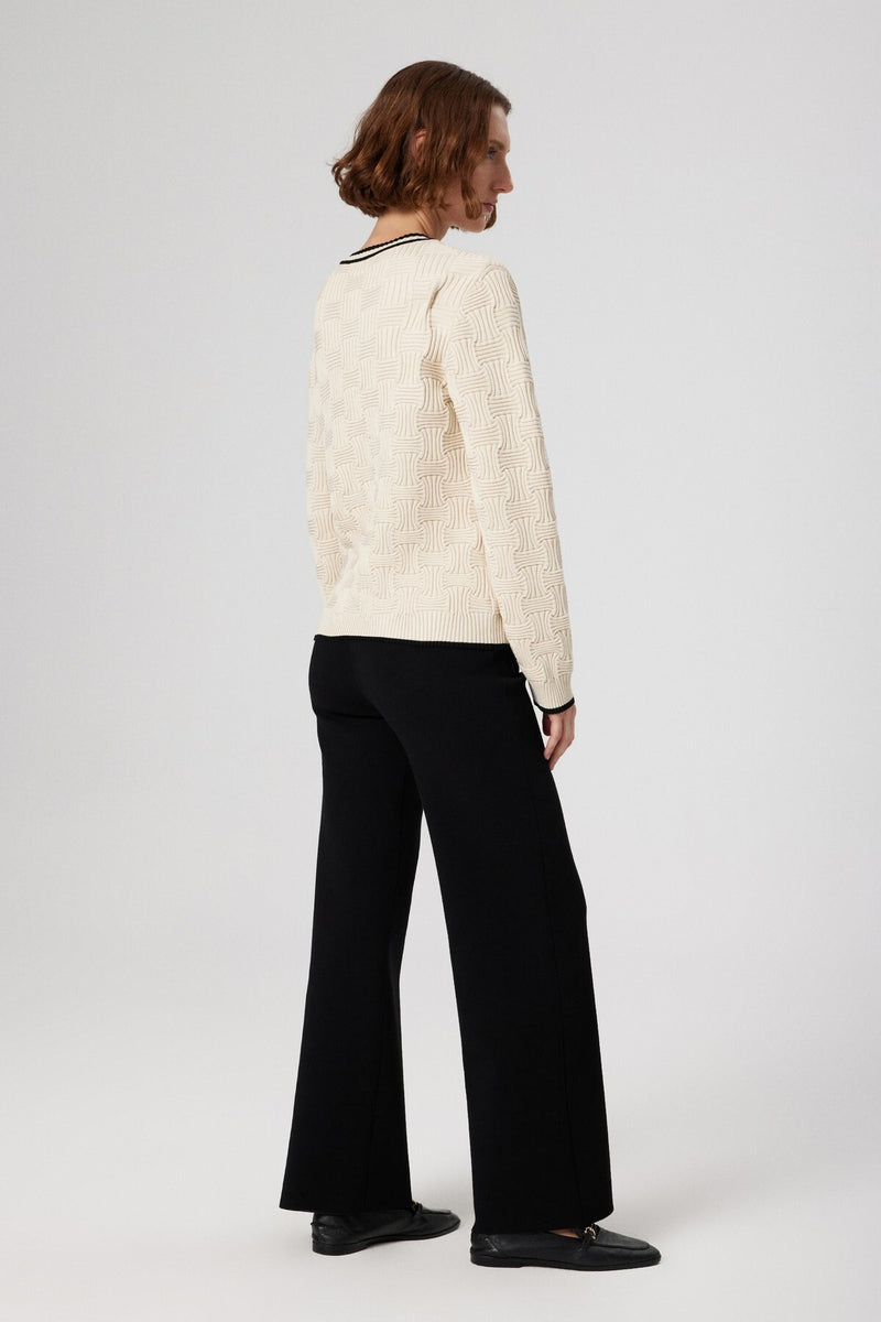 Beige Black Striped Women's Jacket