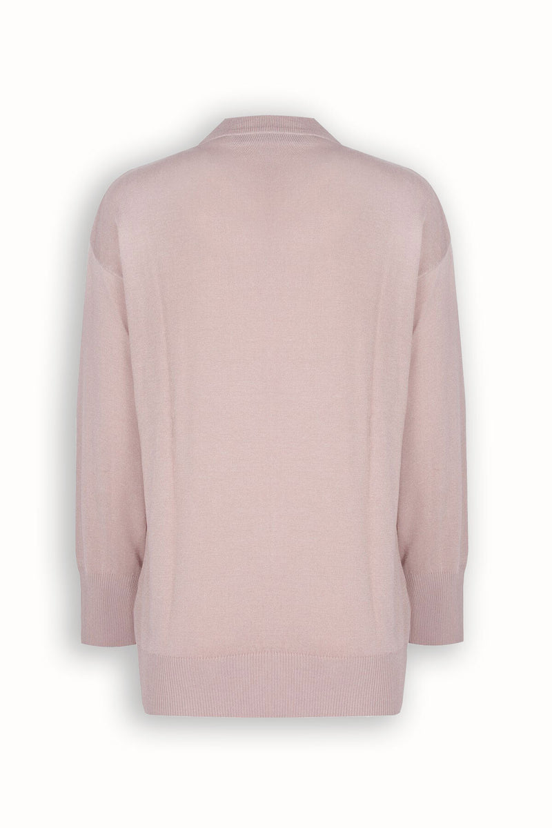 Beige V-Neck Button-Detail Women's Cardigan