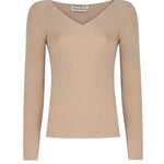 Beige V-Neck Women's Sweater