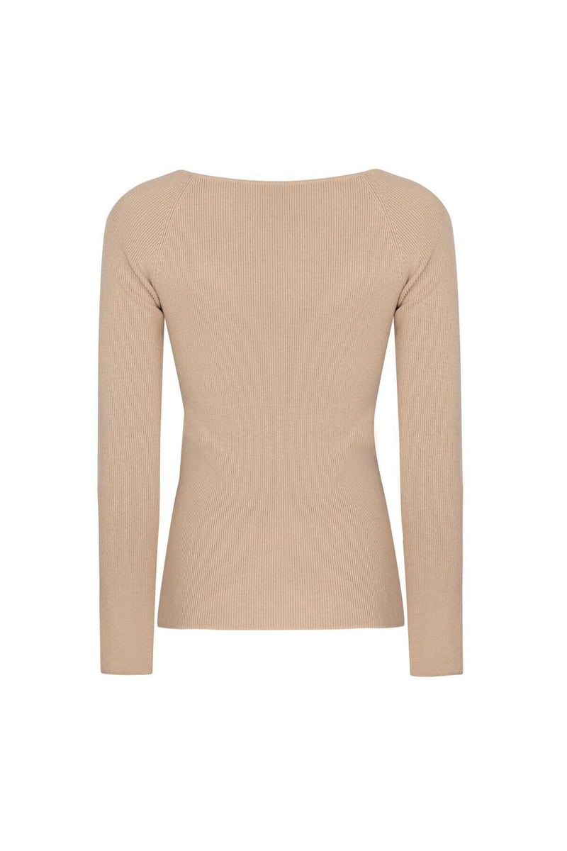 Beige V-Neck Women's Sweater
