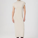 Beige V-Neck Fisherman's Collar Long Dress