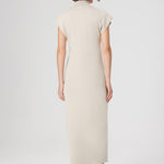 Beige V-Neck Fisherman's Collar Long Dress