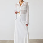White High-Waisted Long Skirt