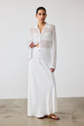 White High-Waisted Long Skirt