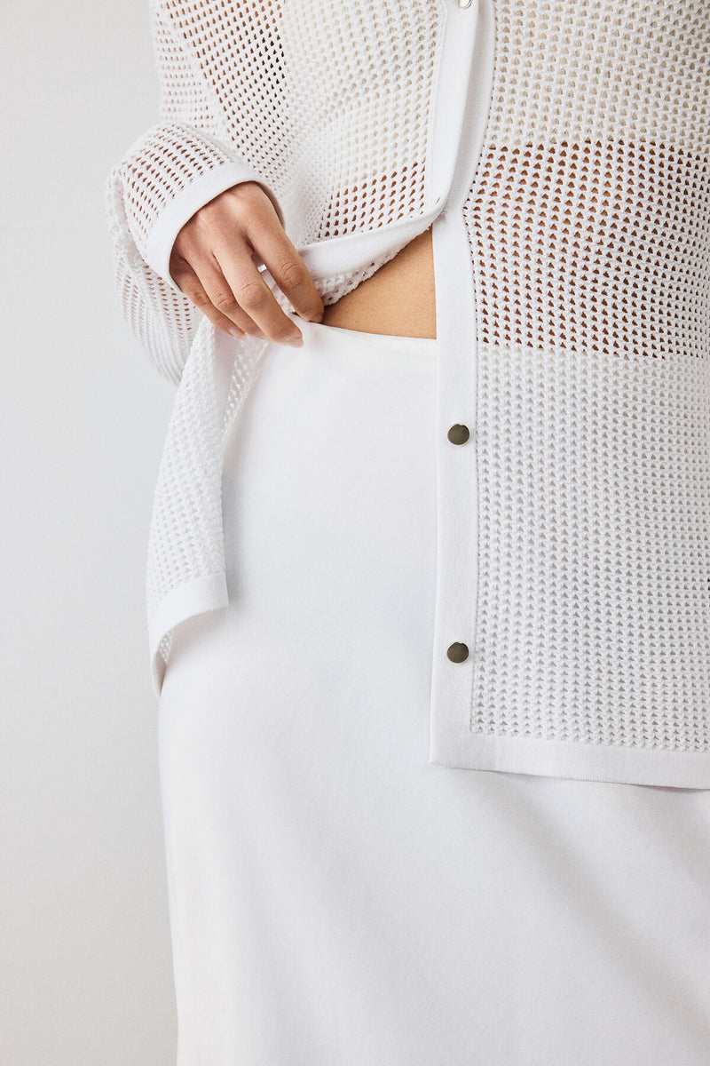 White High-Waisted Long Skirt
