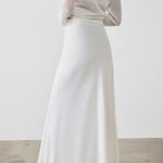 White High-Waisted Long Skirt