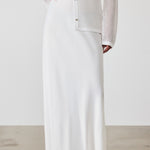 White High-Waisted Long Skirt