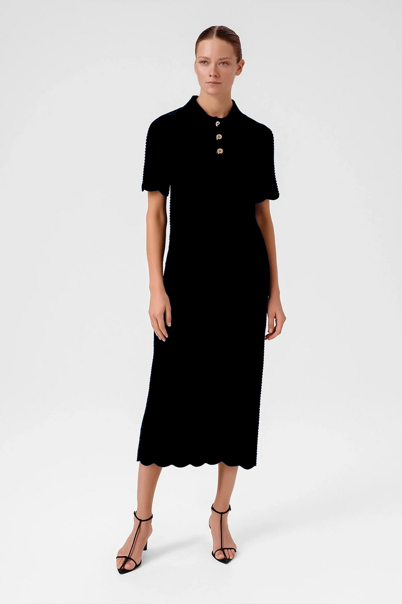 Black Wave Pattern Short Sleeve Blouse