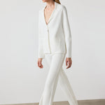 Wide-Leg Ecru Women's Pants