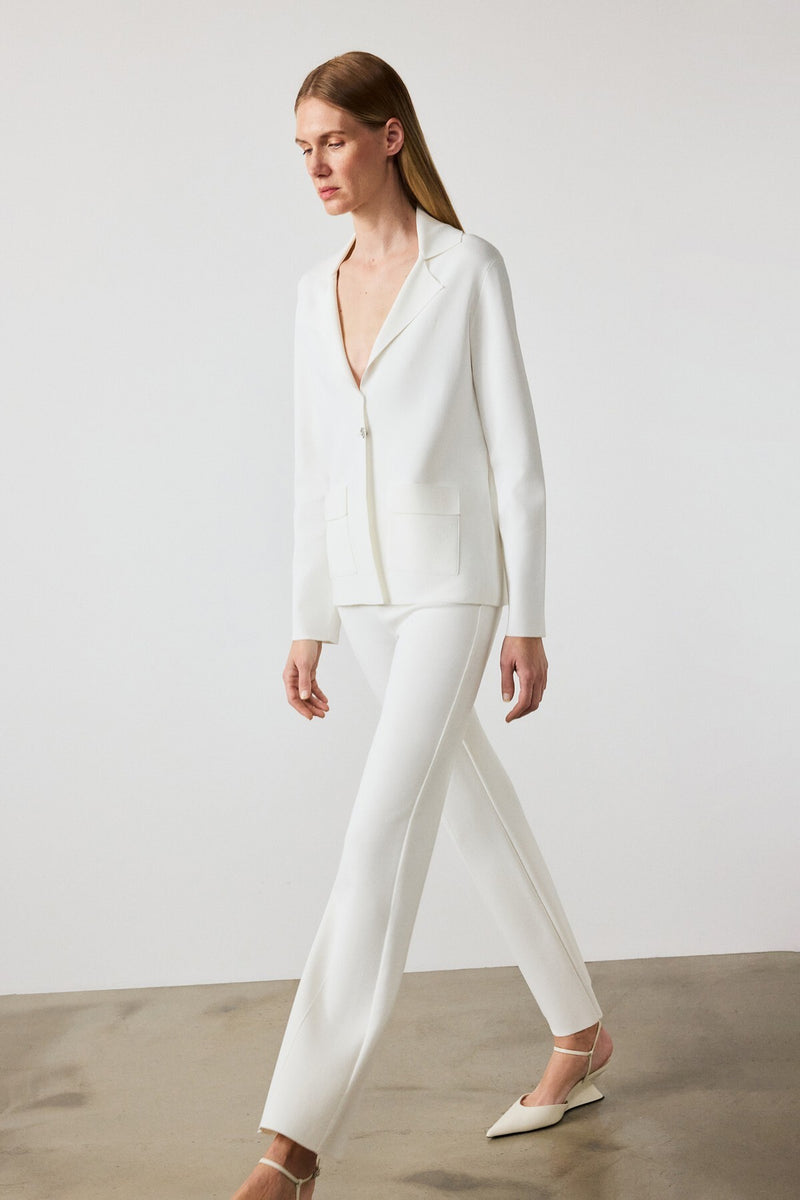 Wide-Leg Ecru Women's Pants