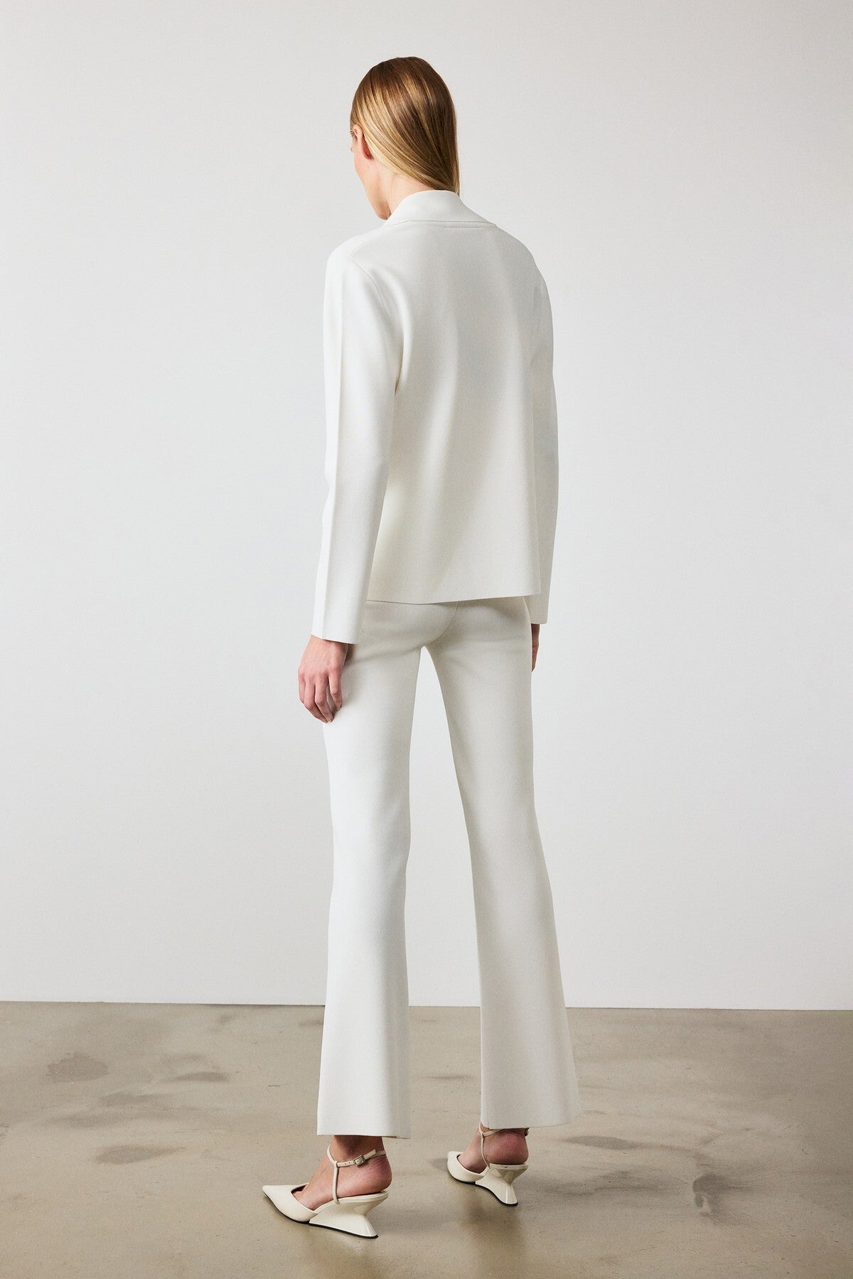 Wide-Leg Ecru Women's Pants