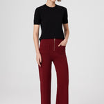 Burgundy Detailed Zipper Women's Pants