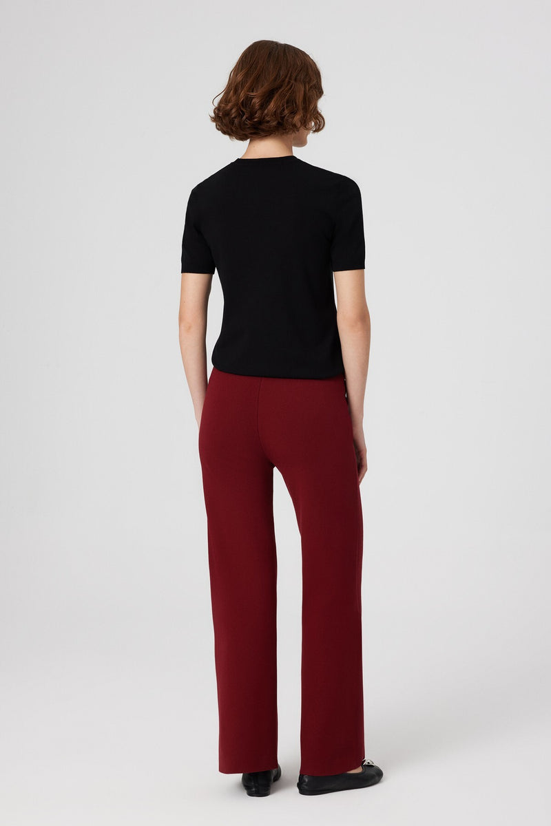Burgundy Detailed Zipper Women's Pants