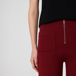 Burgundy Detailed Zipper Women's Pants