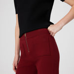 Burgundy Detailed Zipper Women's Pants