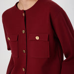 Burgundy Gold Buttoned Short Women's Jacket