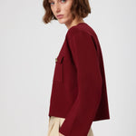 Burgundy Gold Buttoned Short Women's Jacket