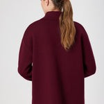 Burgundy Shirt Collar Pocket Detail Women's Jacket