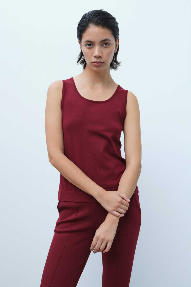 Burgundy Thick-Strapped Women's Athletic Shirt