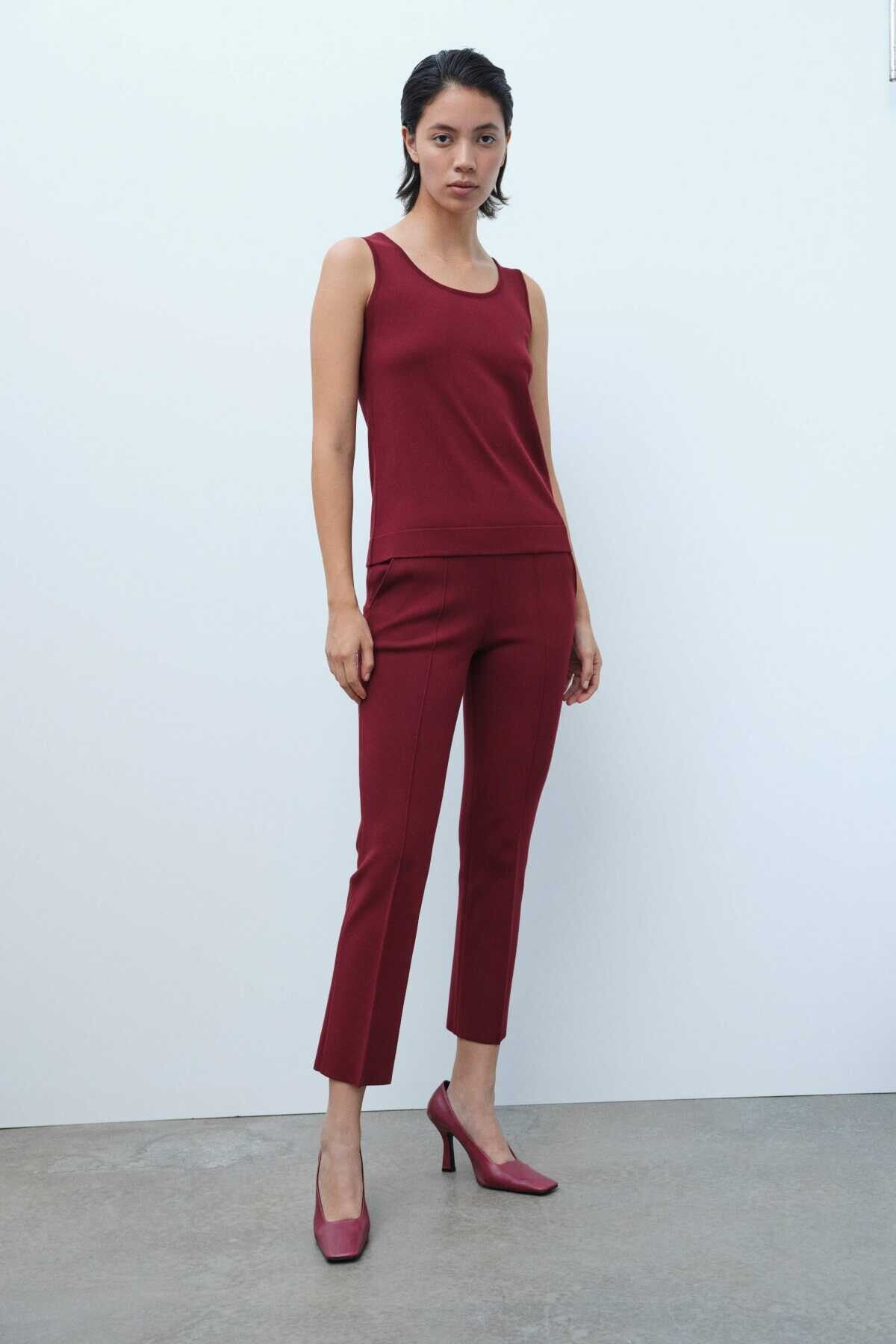 Burgundy Thick-Strapped Women's Athletic Shirt