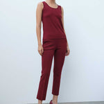 Burgundy Thick-Strapped Women's Athletic Shirt