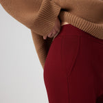 Burgundy Ribbed Stitch Pocket Detail Women's Pants