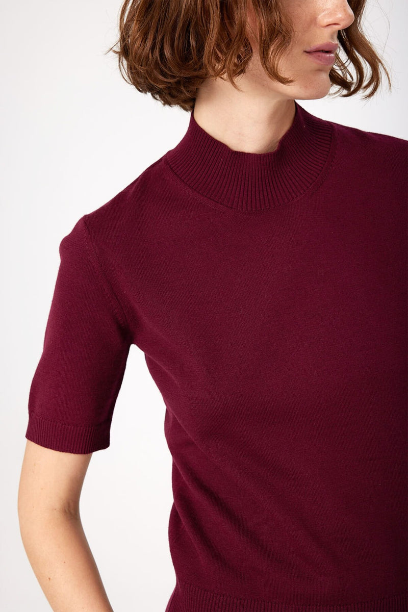 Burgundy Half-Zip Women's Sweater