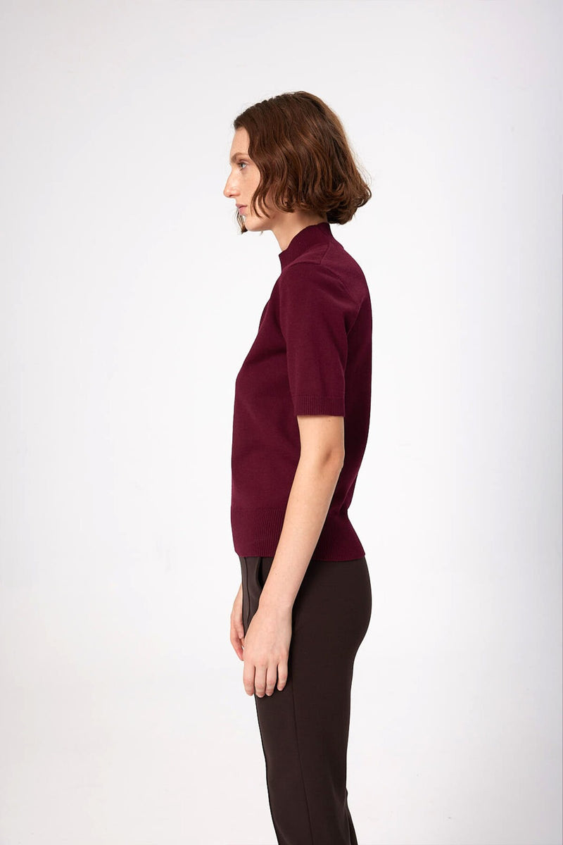 Burgundy Half-Zip Women's Sweater