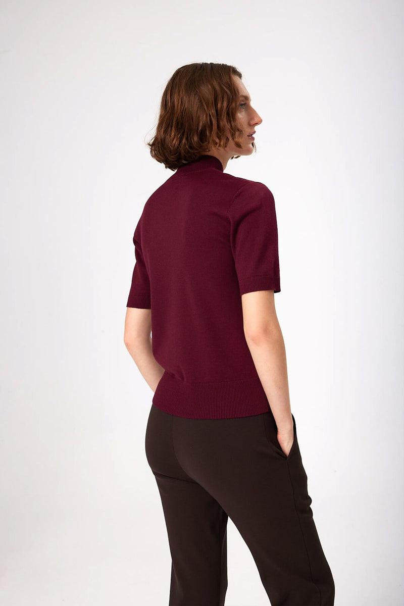 Burgundy Half-Zip Women's Sweater