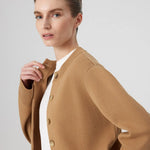 Camel Women's Jacket with Detailed Buttons Triko Mısırlı