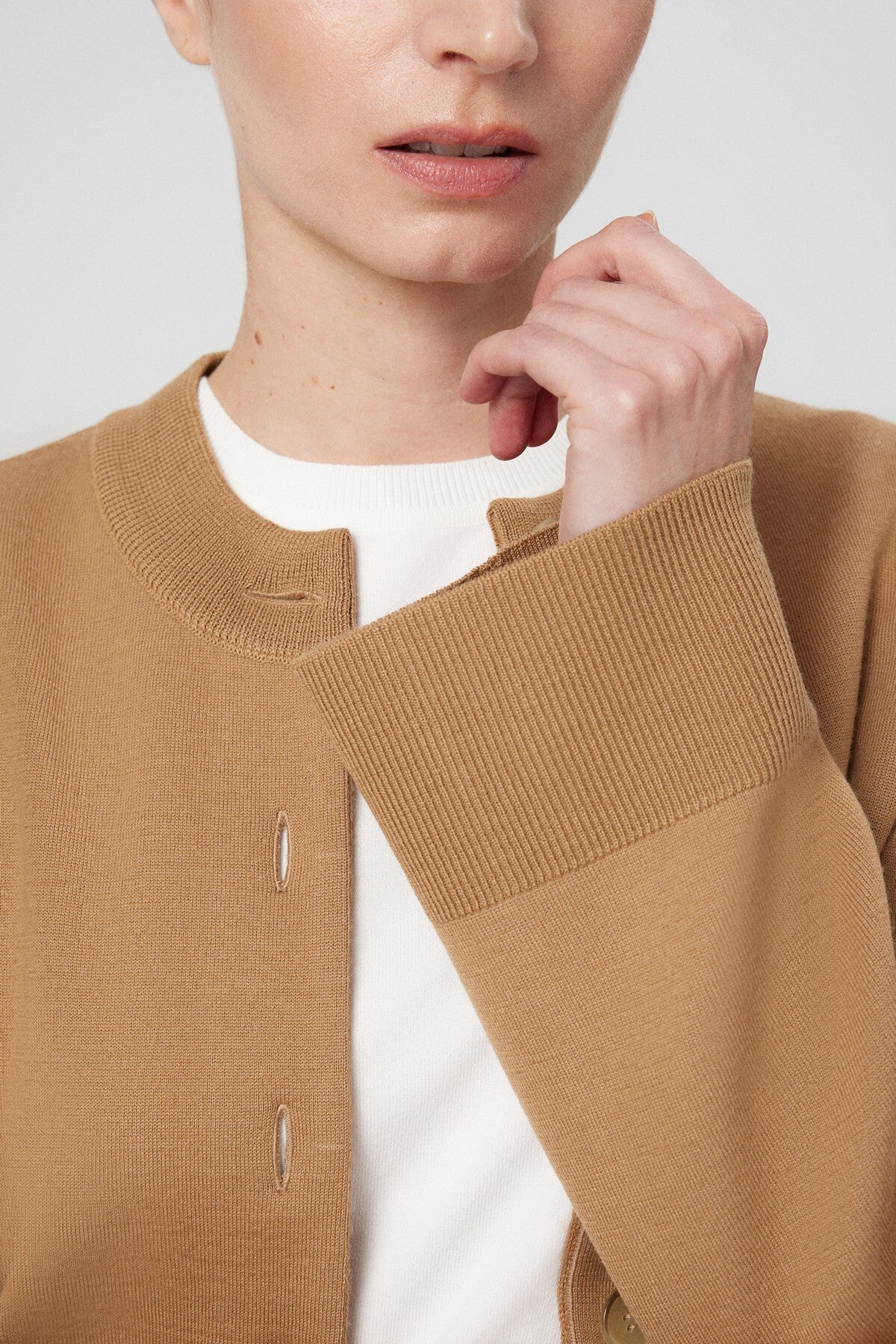 Camel Women's Jacket with Detailed Buttons