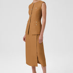 Camel Gold Buttoned Pocket Detailed Women's Vest