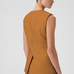 Camel Gold Buttoned Pocket Detailed Women's Vest