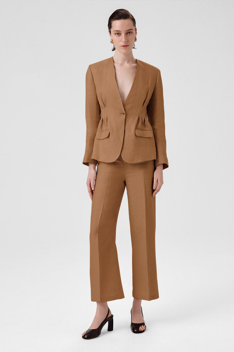 Camel Single-Button Women's Blazer Jacket