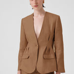 Camel Single-Button Women's Blazer Jacket