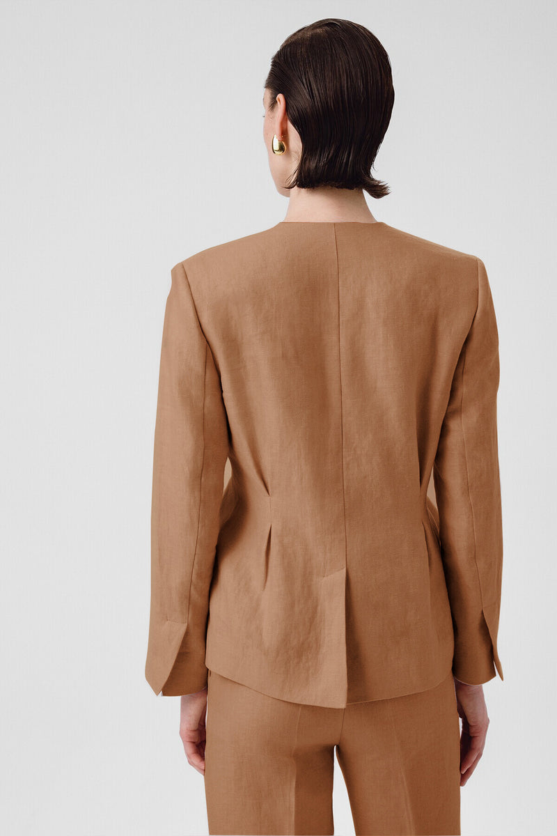 Camel Single-Button Women's Blazer Jacket