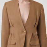 Camel Single-Button Women's Blazer Jacket