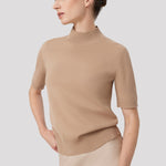 Camel Half Fisherman's Collar Women's Sweater