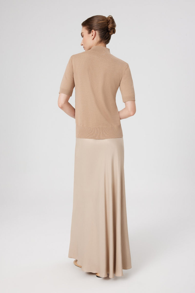 Camel Half Fisherman's Collar Women's Sweater