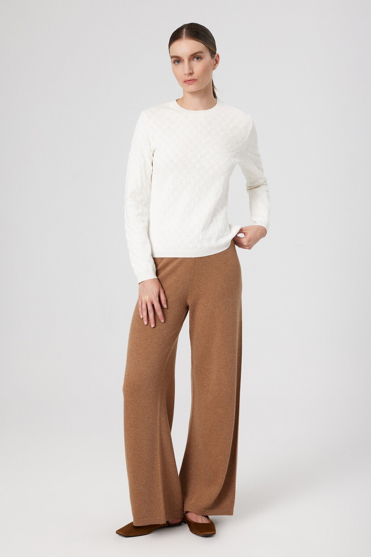 Camel High-Waisted Wide-Leg Women's Pants