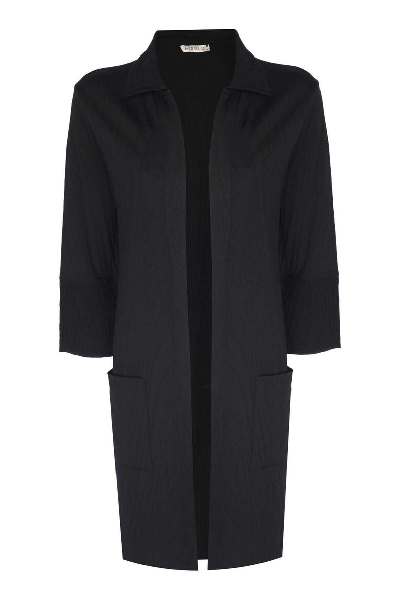 Women's Black Patterned Cardigan