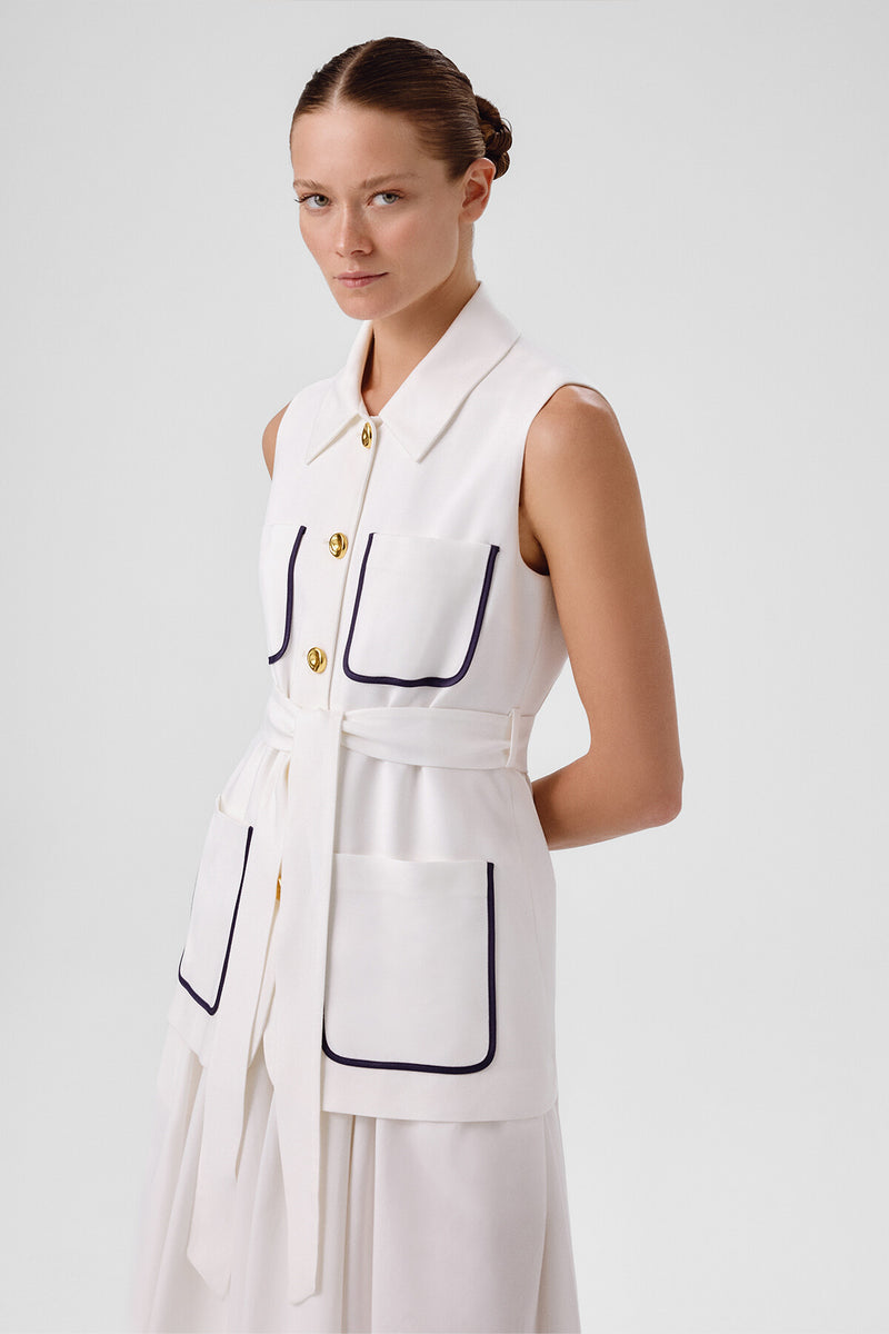 Ecru Belted Women's Vest