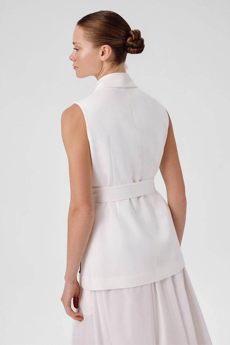 Ecru Belted Women's Vest