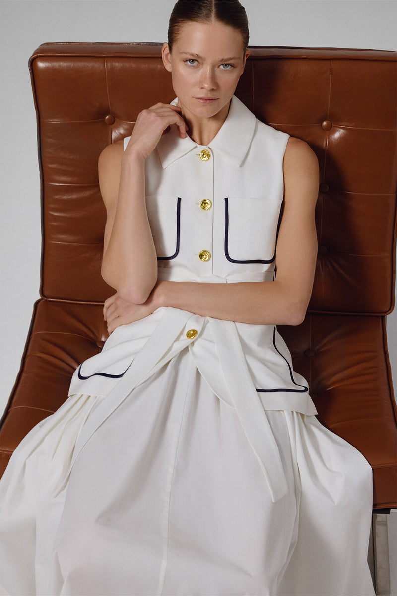 Ecru Belted Women's Vest